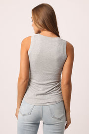 Cleo Ribbed Tank - Heather Grey