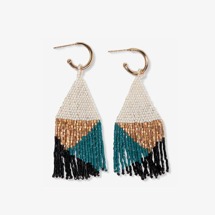 James Beaded Fringe Earrings Teal