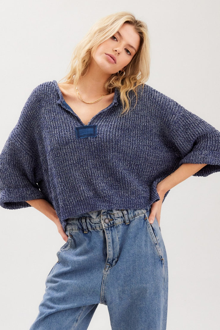 Cropped Patch Sweater