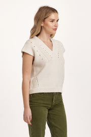 Una Crochet Sweater Ivory