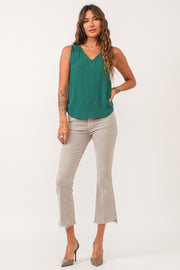 Paige Ruched Detail Tank- Galapagos Green