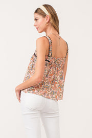 Ulani Ruched Strap Tank- Funfetti Paisley