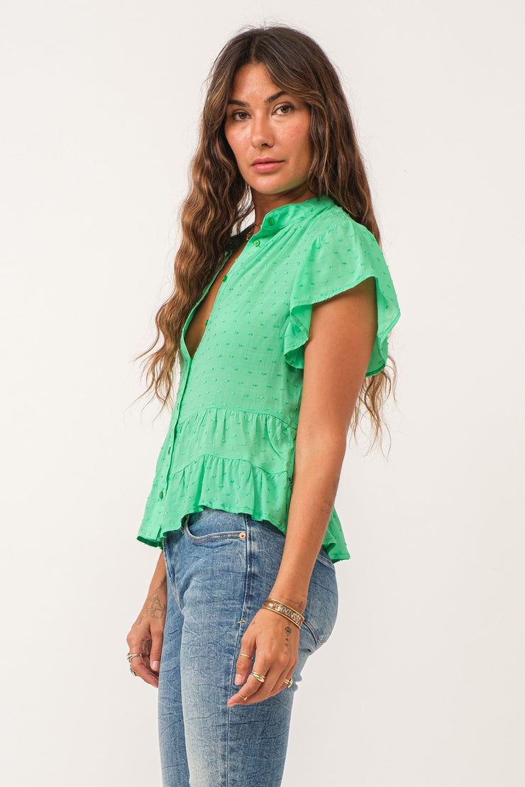 Doris Petal Sleeve- Green Flare