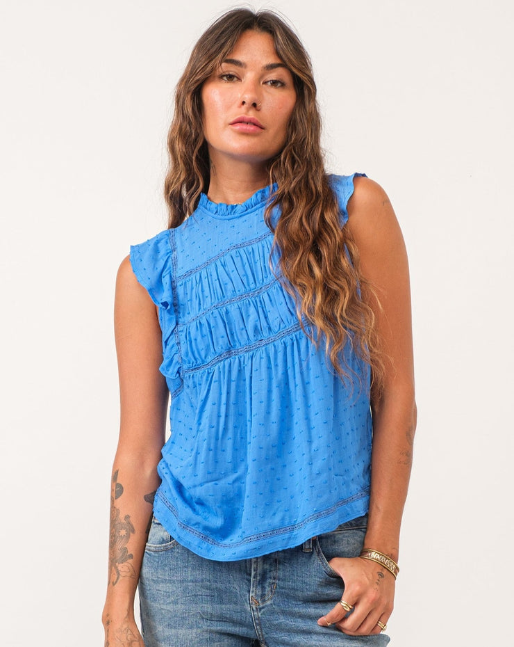 Alora Back Keyhole Top- Blue Star