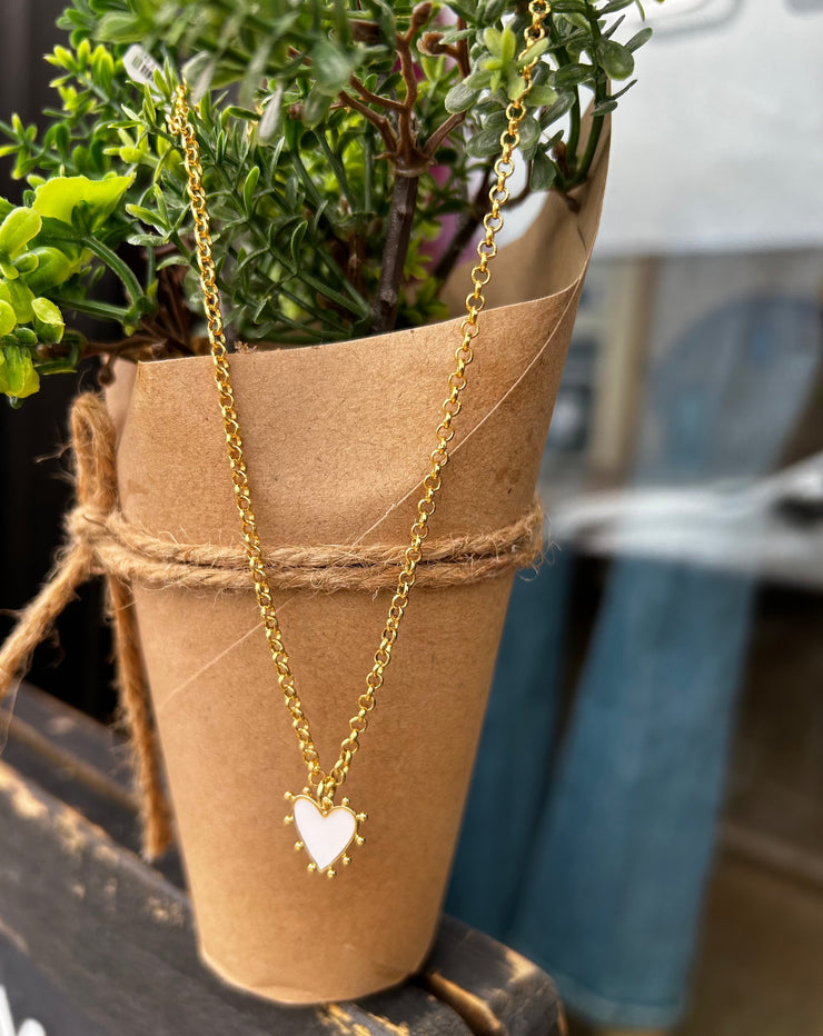 White Valentine Dot Necklace