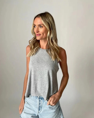 Riley Split Back Tank-Grey