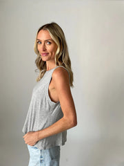 Riley Split Back Tank-Grey