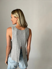 Riley Split Back Tank-Grey