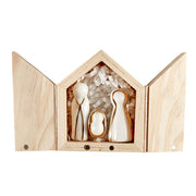 Ceramic Figurines Pine Wood Box - Holy Family