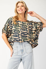 Printed Round Neck Blouse