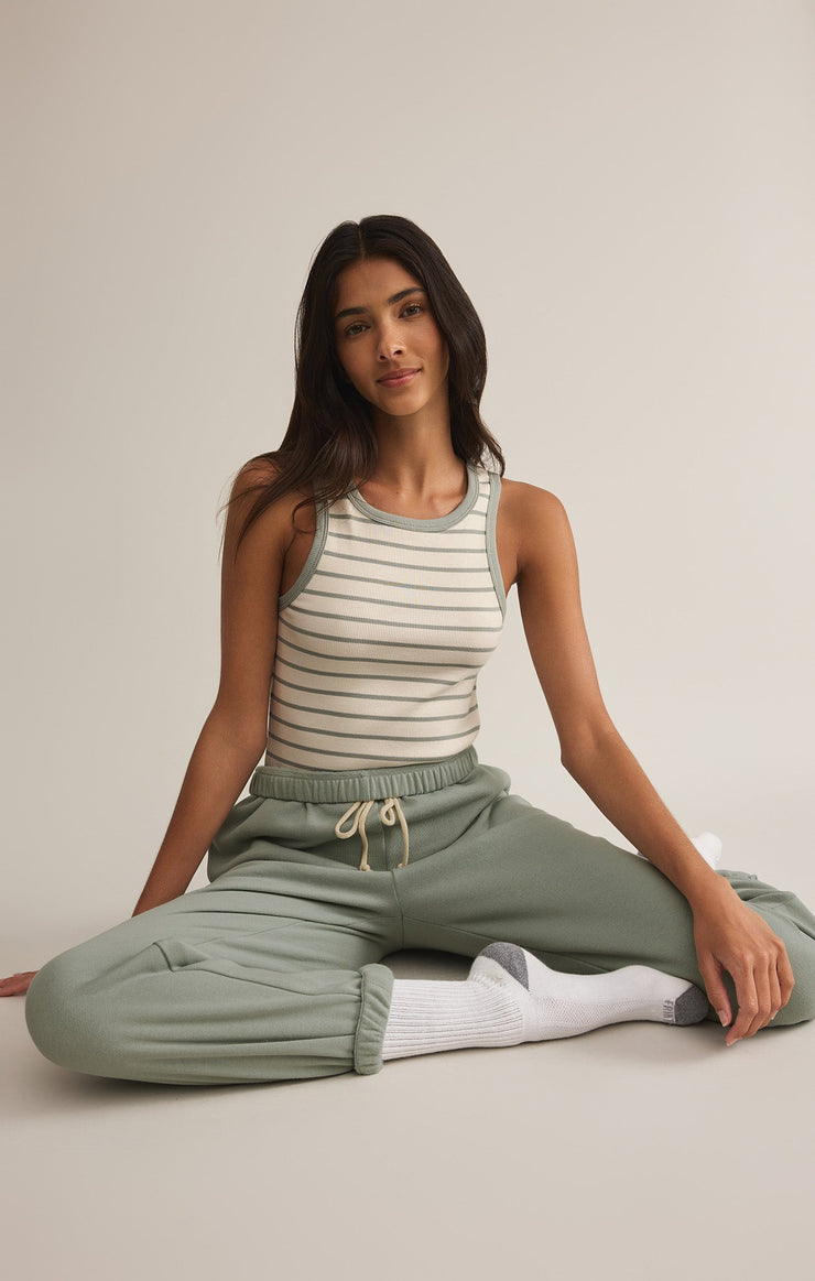 Hadley Striped Tank Sage Green