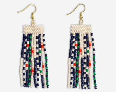 Adaline Mixed Patterns beaded Fringe Earrings-St.Tropez