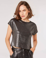 Boxy Sparkle Tee-Silver