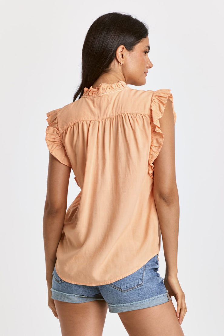 Ellie Ruffle Shirt- Apricot Crush