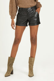 Hampton High Rise Black Leather Short