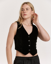 Cecilia Button Vest- Black