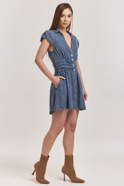 Sawyer Button Down Dress- Independence Blue