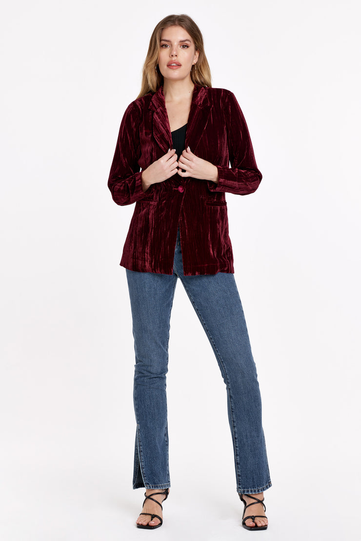 Wylie Blazer Jacket-Red Plum