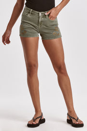 Ava High Rise Short- Army Moss