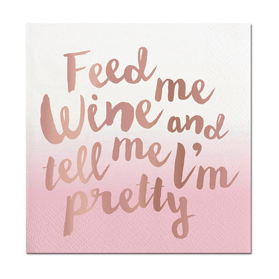 Foil Beverage Napkins - Feed Me Wine