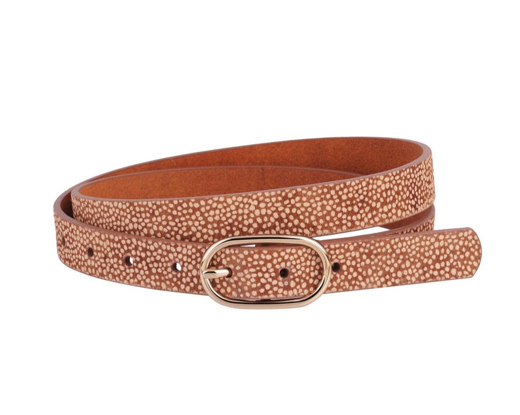 Skinny Spotted Calf Hair Belt