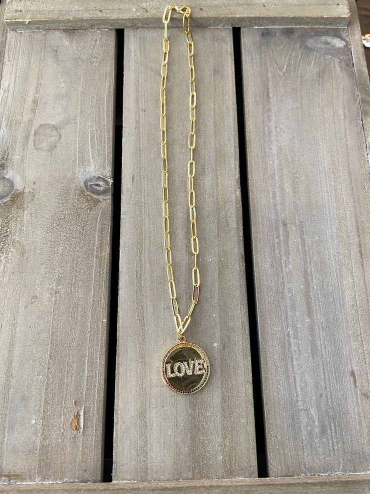 16" Gold Chain w Bling Pendant